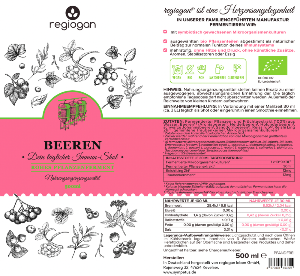 regiogan BERRY plant ferment ORGANIC - 500 ml