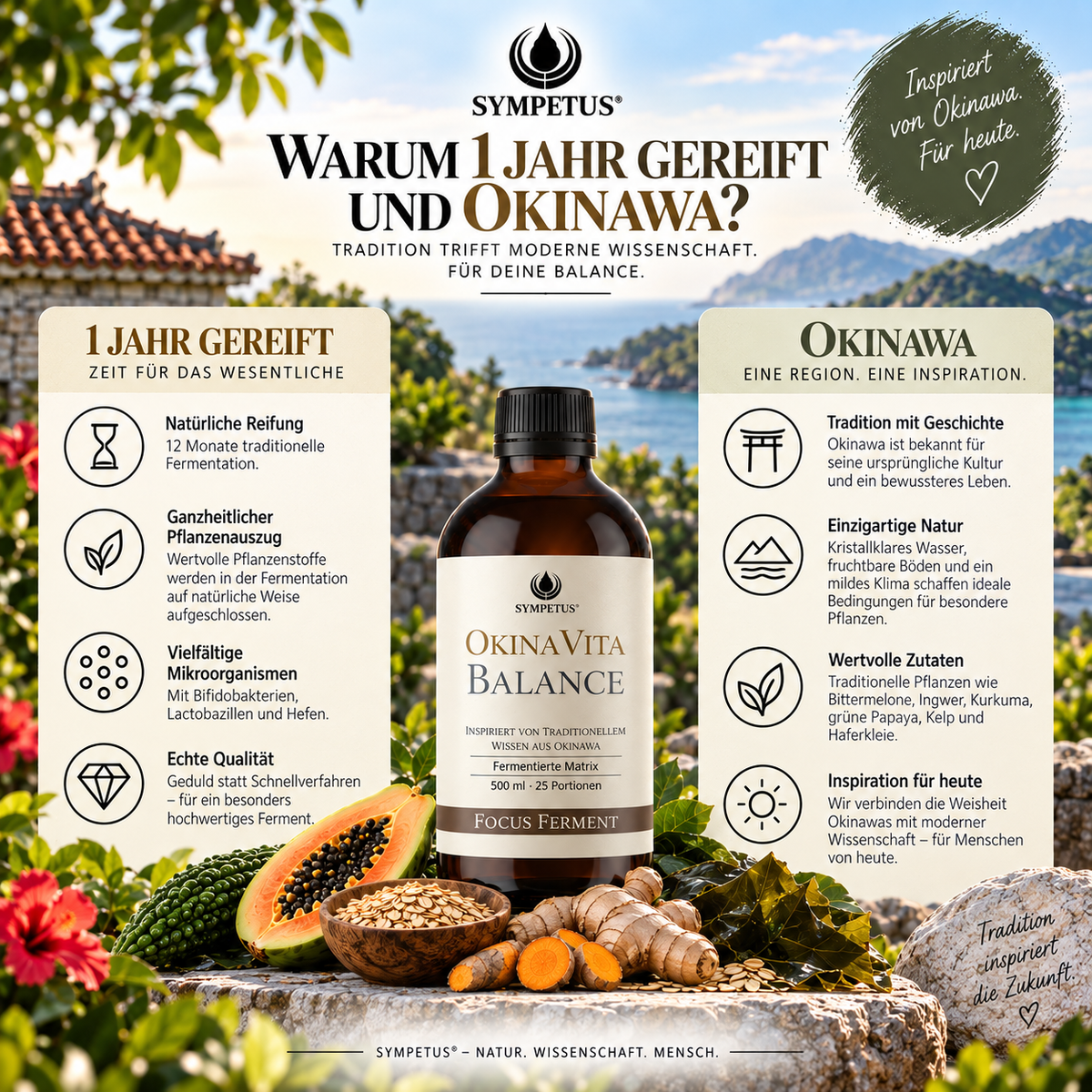 SYMPETUS OkinaVita BALANCE Focus Ferment 1jährig gereift BIO 500 ml