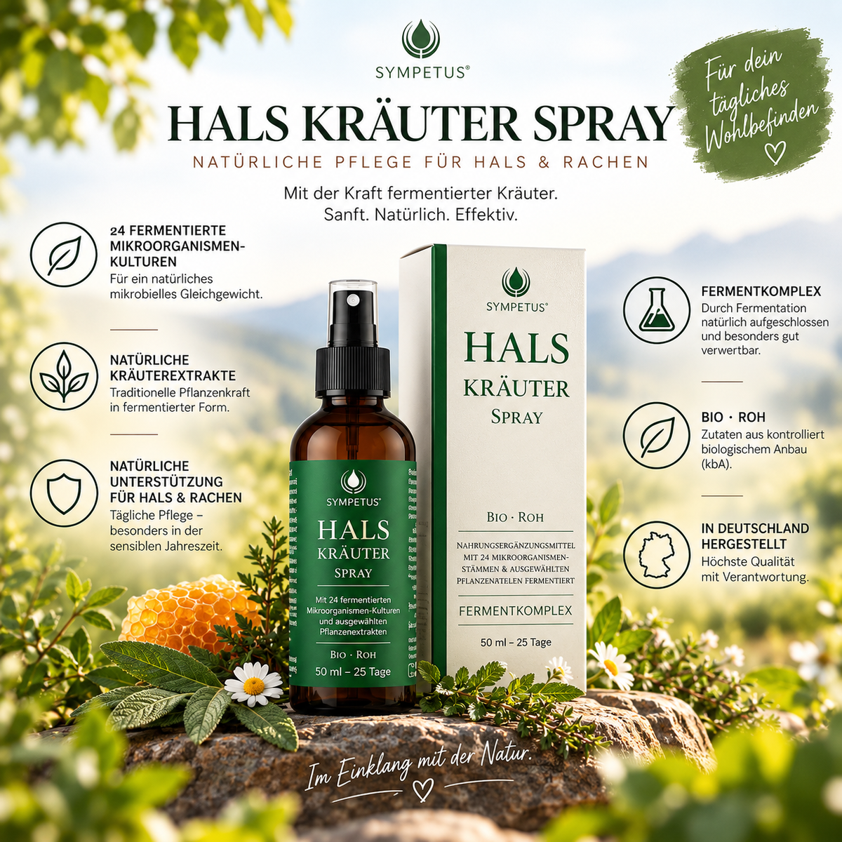 SYMPETUS GORGE HERB SPRAY BIO FERMENT COMPLEXE - Flacon pulvérisateur en verre 50 ml