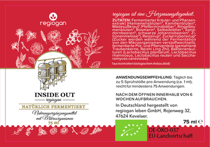 regiogan INSIDE OUT bio Spray Pflanzenferment Nutrikosmetik- natürlich fermentiert - 75 ml