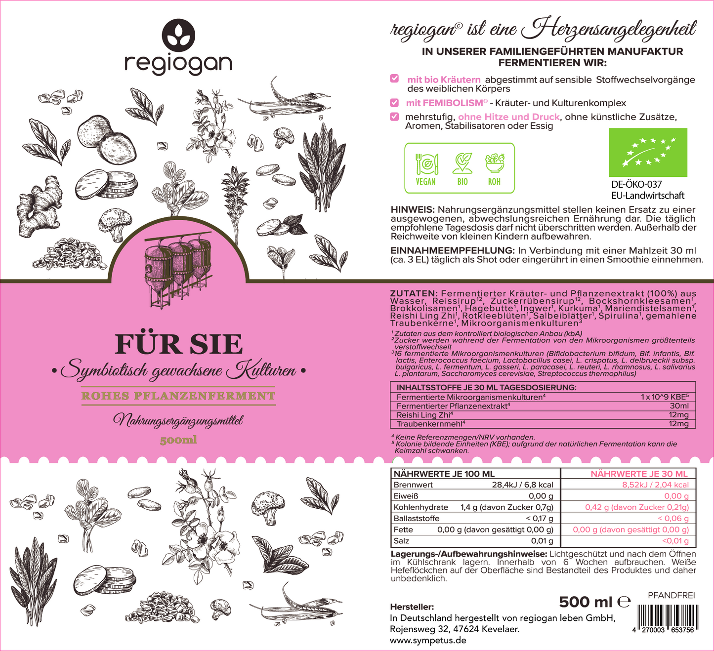 regiogan FOR YOU ORGANIC Plant Ferment - 500 ml