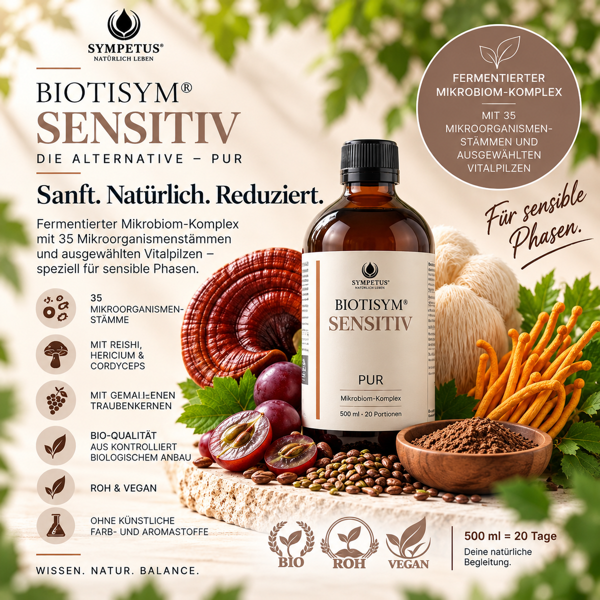 SYMPETUS BIOTISYM SENSITIVE COMPLEXE FERMENTAIRE bio - Flacon verre 500 ml