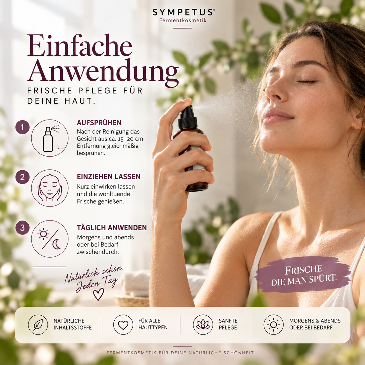 SYMPETUS FERMENTED FACIAL TONER Spray Fermentkosmetik, frische Naturkosmetik 50 ml
