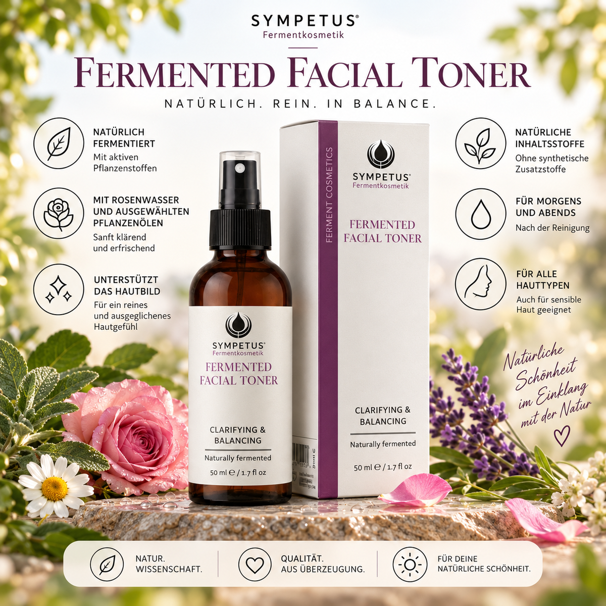 SYMPETUS FERMENTED FACIAL TONER Spray Fermentkosmetik, frische Naturkosmetik 50 ml