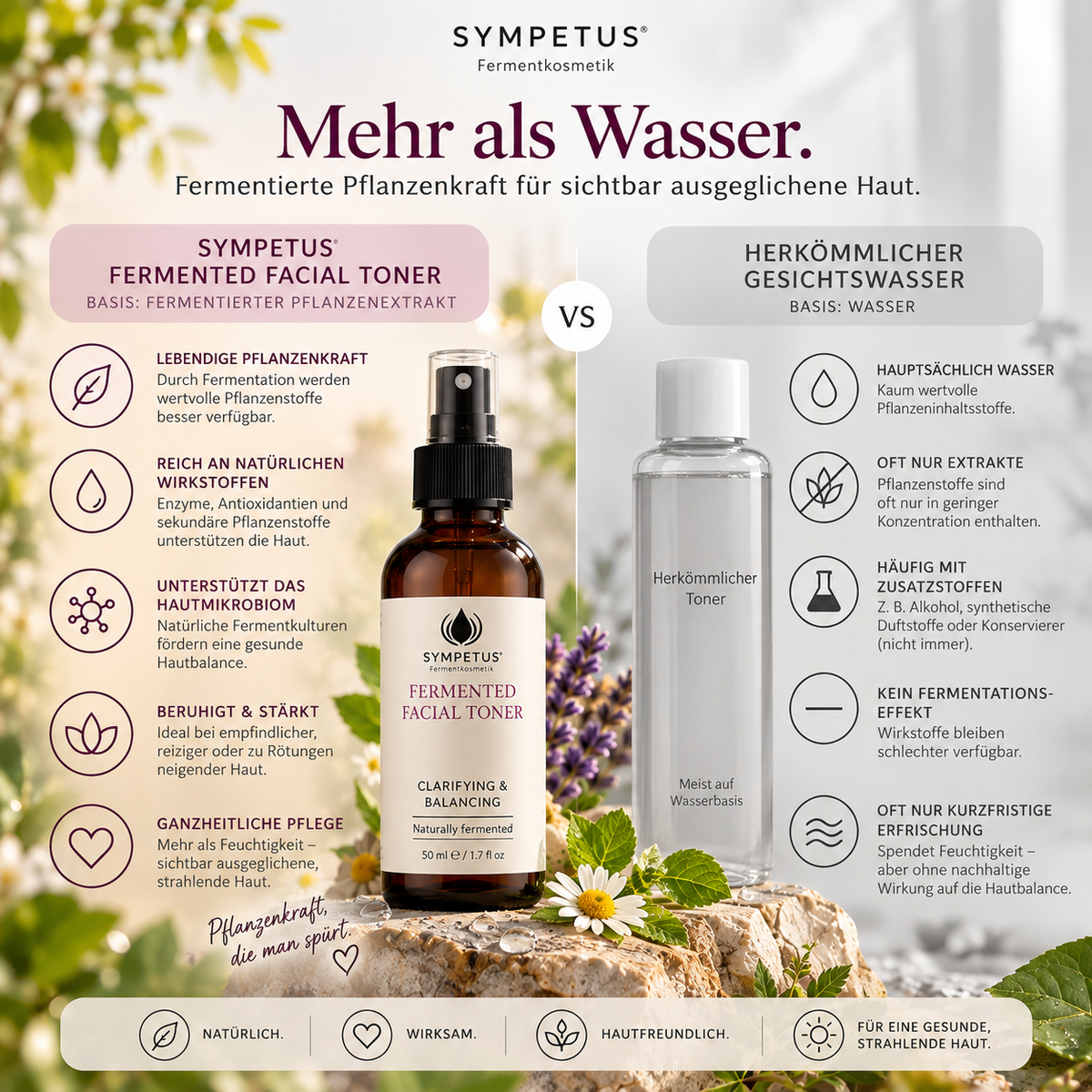 SYMPETUS FERMENTED FACIAL TONER Spray Fermentkosmetik, frische Naturkosmetik 50 ml