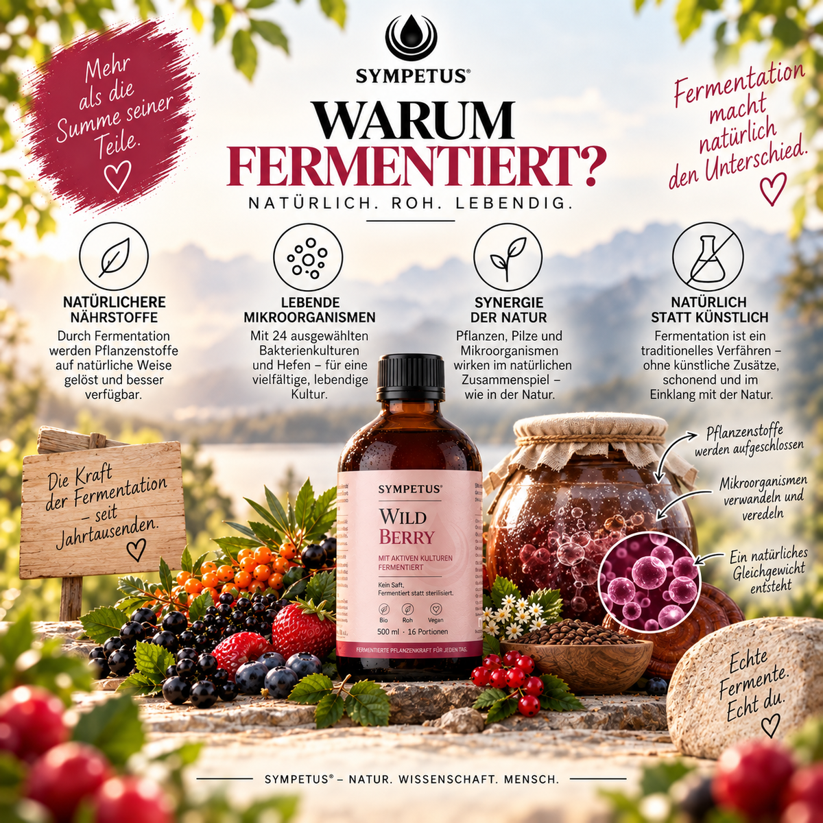 regiogan BAIES ferment végétal cru biologique bouteille en verre de 500 ml