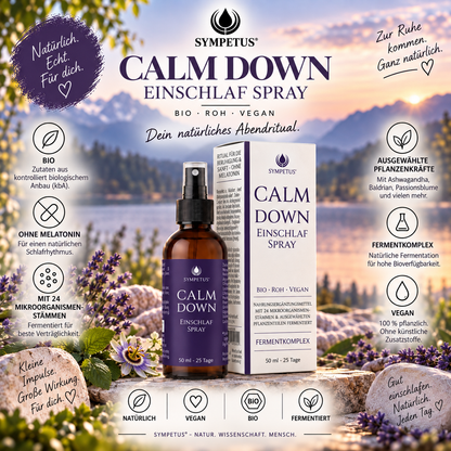 SYMPETUS CALM DOWN Einschlaf-Spray fermentierter Extrakt ohne Melatonin BIO (50 ml)