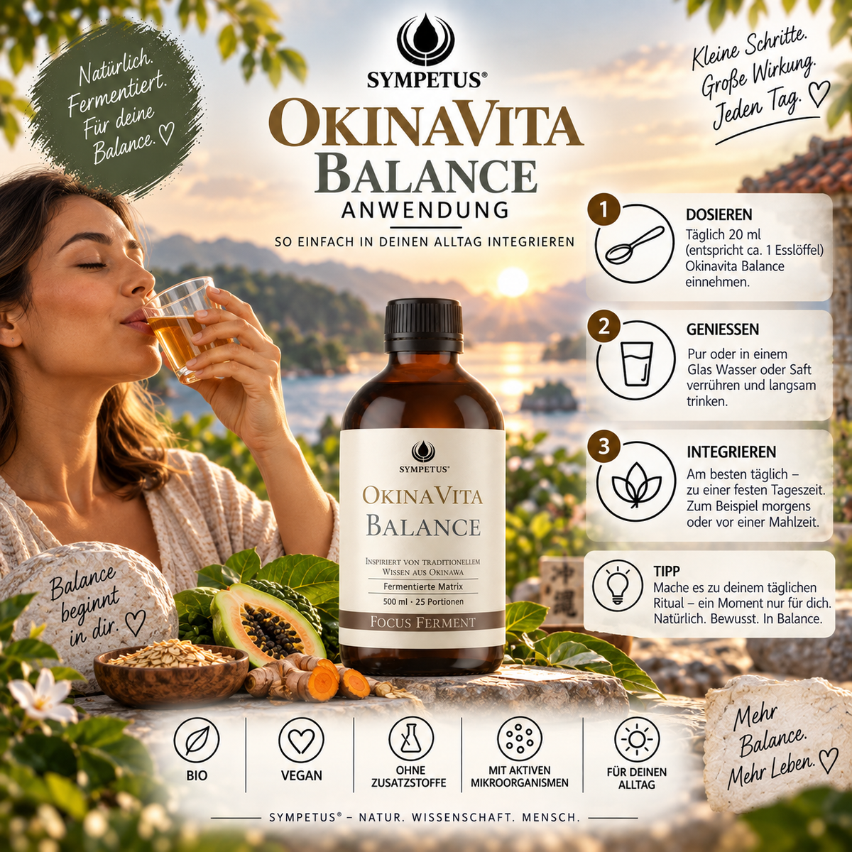 SYMPETUS OkinaVita BALANCE Focus Ferment 1jährig gereift BIO 500 ml