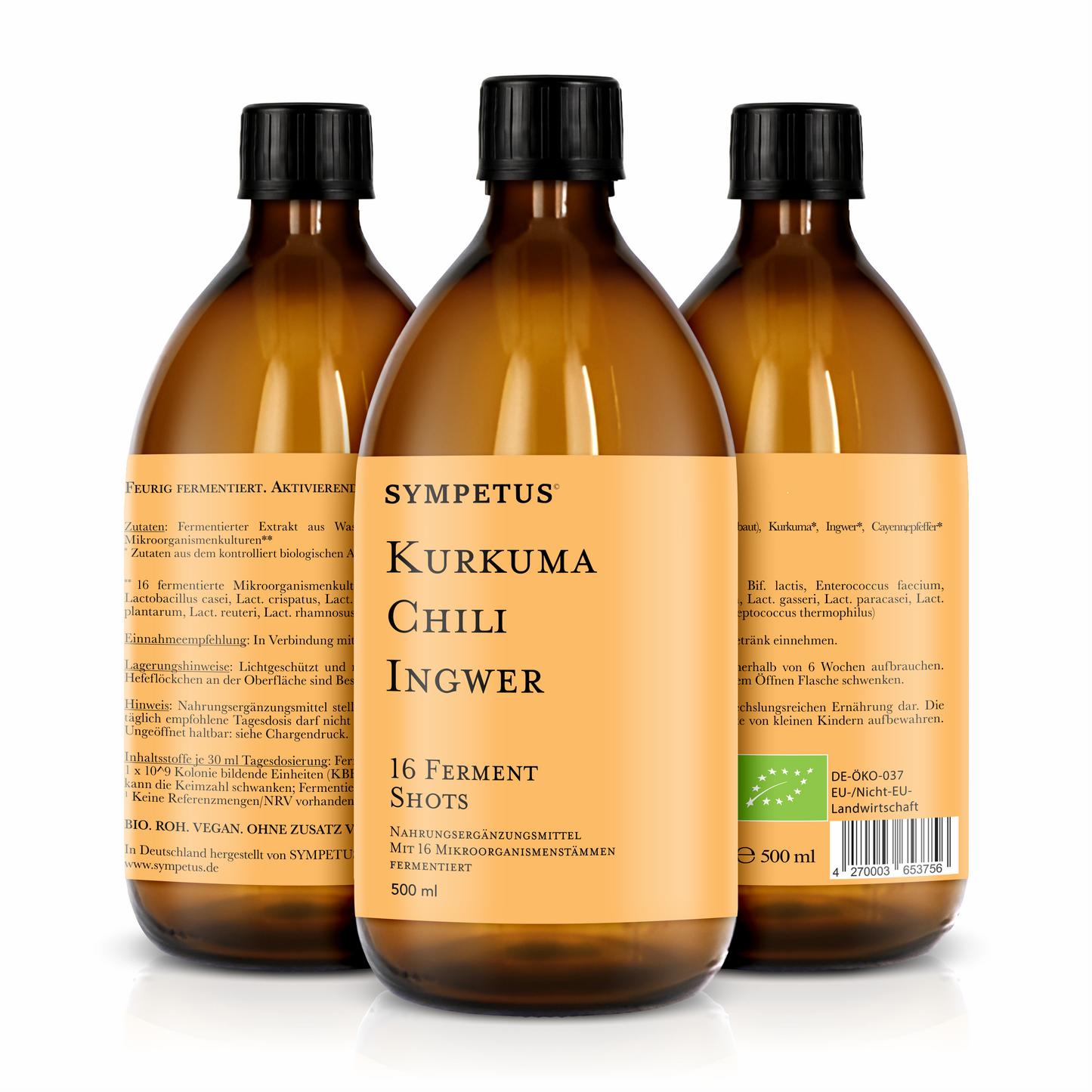 SYMPETUS KURKUMA-CHILI-INGWER 16 Ferment Shots BIO 500 ml